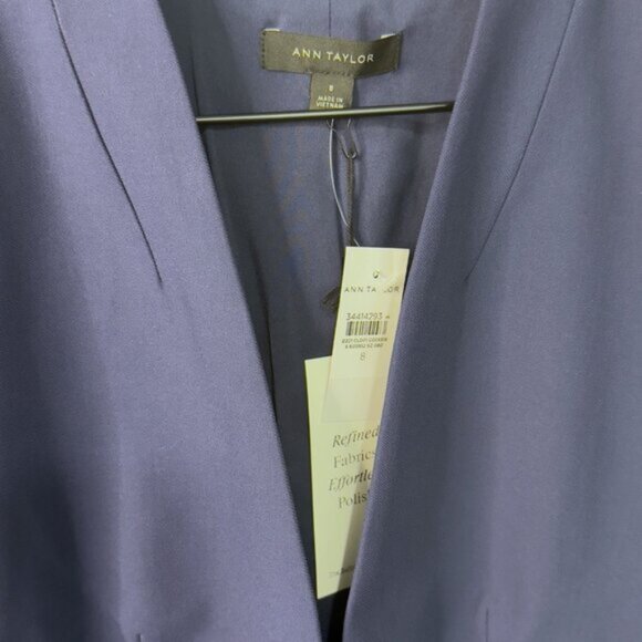 NWT Ann Taylor Cutaway Blazer in Bi-Stretch | Blue | Size 8 - Picture 7 of 9